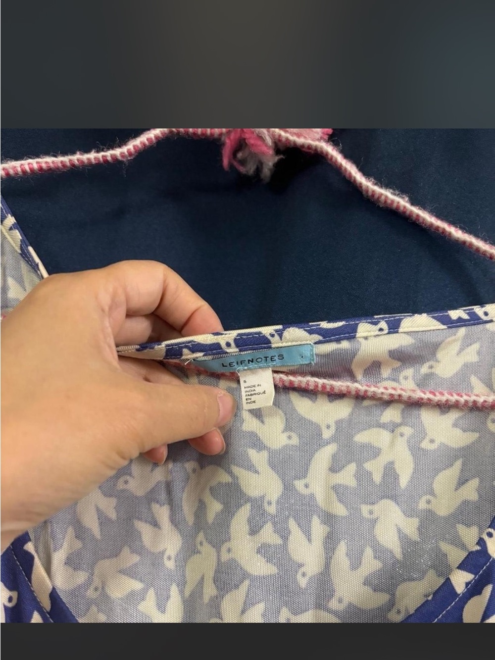 Anthropologie Leifnotes Royal Blue Bird Print Ruched Draped Dress size S - Picture 2 of 7